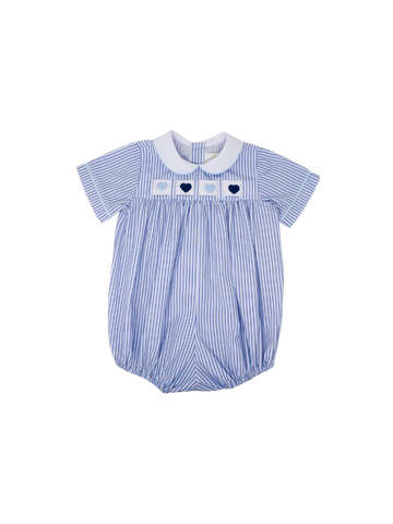Lullaby Set Noah Ribbon Bubble - Blue Pinstripe PRESALE - Let Them Be Little, A Baby & Children's Clothing Boutique