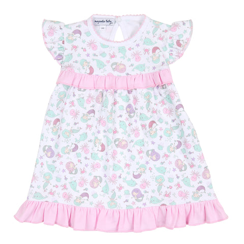 Magnolia Baby Printed Ruffle Flutter Sleeve Dress - Enchanting Mermaids - Let Them Be Little, A Baby & Children's Clothing Boutique