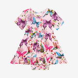 Posh Peanut Short Sleeve Ruffled Bodysuit Dress - Watercolor Butterfly - Let Them Be Little, A Baby & Children's Clothing Boutique