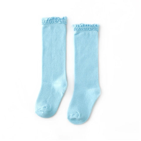 Little Stocking Co. Lace Top Knee Highs - Aqua - Let Them Be Little, A Baby & Children's Clothing Boutique