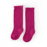 Little Stocking Co. Lace Top Knee Highs - Magenta - Let Them Be Little, A Baby & Children's Clothing Boutique