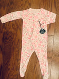 Sweet Bamboo Piped Footie - Pink Roses - Let Them Be Little, A Baby & Children's Boutique