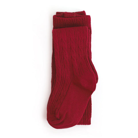Little Stocking Co. Cable Knit Tights - Crimson - Let Them Be Little, A Baby & Children's Clothing Boutique