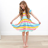 Macaron + Me Flutter Sleeve Swing Dress - Ombre Stripes - Let Them Be Little, A Baby & Children's Clothing Boutique