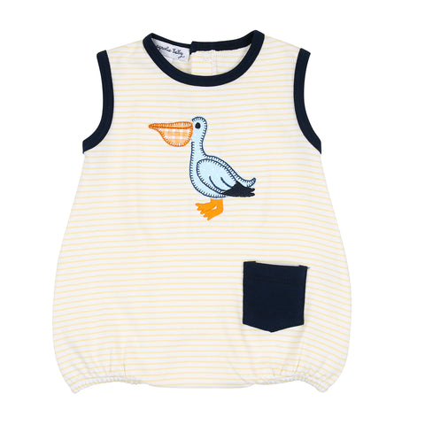 Magnolia Baby Applique Sleeveless Bubble - Pelican Beach Combo - Let Them Be Little, A Baby & Children's Clothing Boutique