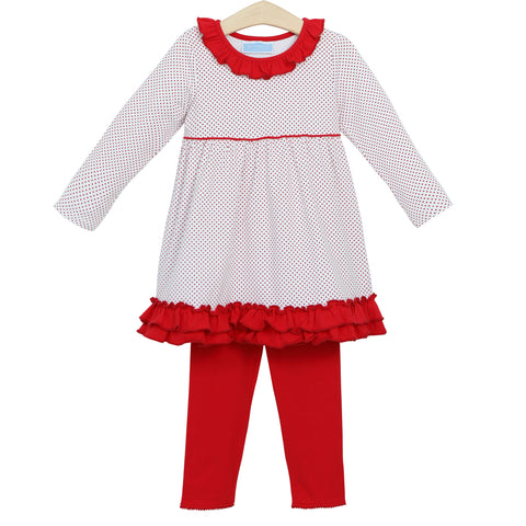Trotter Street Kids Kate Long Sleeve Pants Set - Red Dot - Let Them Be Little, A Baby & Children's Clothing Boutique