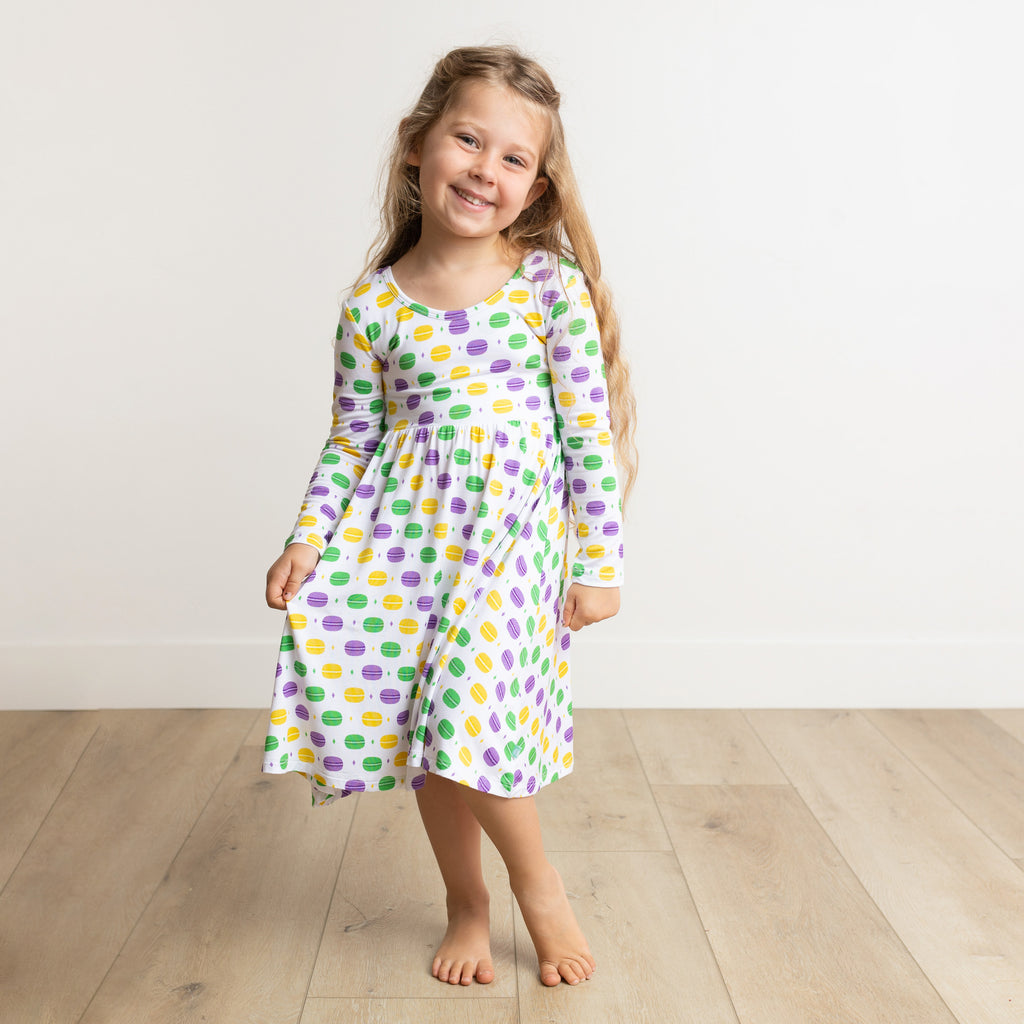 Children\'s Macarons Boutique + | Be A Clothing Long Swing Me - Dress Gras Mardi Little, Baby Them & Let Sleeve Macaron