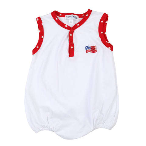 Magnolia Baby Embroidered Front Snap Sleeveless Bubble - Tiny Red, White, & Blue - Let Them Be Little, A Baby & Children's Clothing Boutique