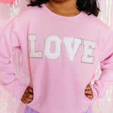 Sweet Wink Long Sleeve Sweatshirt - LOVE Patch Lt. Pink - Let Them Be Little, A Baby & Children's Clothing Boutique