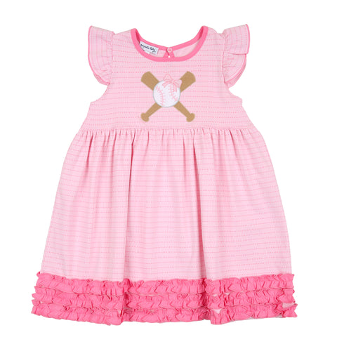 Magnolia Baby Applique Ruffle Flutter Sleeve Dress - Grand Slam - Let Them Be Little, A Baby & Children's Clothing Boutique