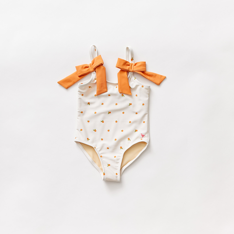 Pink Chicken Lulu Swimsuit - Ditsy Oranges - Let Them Be Little, A Baby & Children's Clothing Boutique