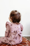 City Mouse Long Flutter Romper - Mauve Floral - Let Them Be Little, A Baby & Children's Clothing Boutique