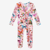 Posh Peanut Ruffled Zipper Footie - Watercolor Butterfly - Let Them Be Little, A Baby & Children's Clothing Boutique