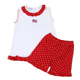 Magnolia Baby Embroidered Sleeveless Tee w/ Ruffle Shorts Set - Tiny Red, White, & Blue - Let Them Be Little, A Baby & Children's Clothing Boutique