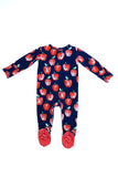 Little Pajama Co. Zip Footed Onesie - Apples - Let Them Be Little, A Baby & Children's Clothing Boutique