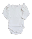 Cotton Bloom Ruffle Bodysuit Long Sleeve - Champagne - Let Them Be Little, A Baby & Children's Boutique