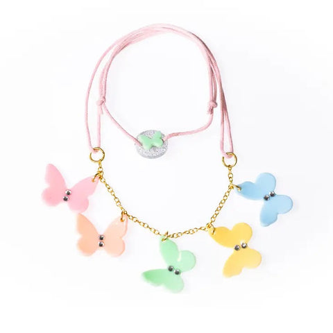 Lilies & Roses Necklace - Multi Butterfly Pastel - Let Them Be Little, A Baby & Children's Clothing Boutique