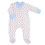 Magnolia Baby Printed Zipper Footie - Tiny Football Light Blue - Let Them Be Little, A Baby & Children's Clothing Boutique