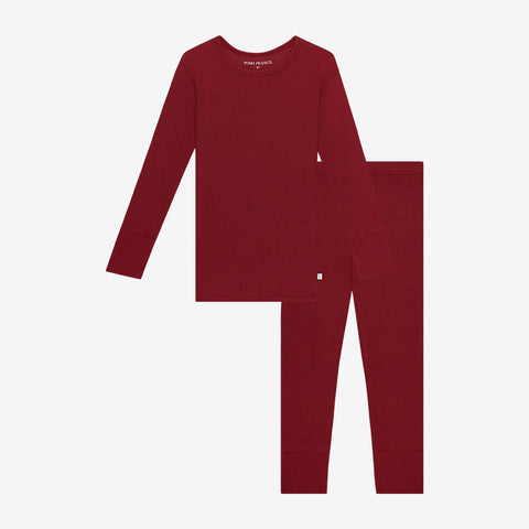 Posh Peanut Long Sleeve 2 Piece Loungewear Set - Maroon Waffle - Let Them Be Little, A Baby & Children's Clothing Boutique