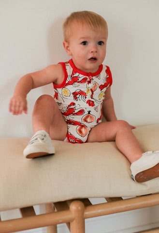 Southern Sleepies Henley Onsie - Crawfish - Let Them Be Little, A Baby & Children's Clothing Boutique