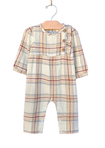 City Mouse Button Side Button Romper - Flannel - Let Them Be Little, A Baby & Children's Clothing Boutique