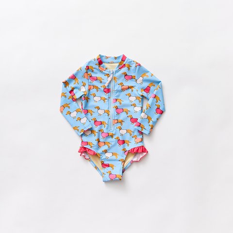 Pink Chicken Arden Swimsuit - Blue Dachshunds - Let Them Be Little, A Baby & Children's Clothing Boutique