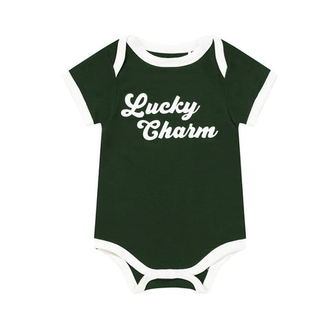Emerson and Friends Bamboo Terry Ringer Onesie - Lucky Charm - Let Them Be Little, A Baby & Children's Clothing Boutique