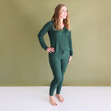 Posh Peanut Women's Long Sleeve Loungewear - Pine Waffle - Let Them Be Little, A Baby & Children's Clothing Boutique