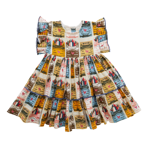 Pink Chicken Kit Dress - Multi Crayons - Let Them Be Little, A Baby & Children's Clothing Boutique
