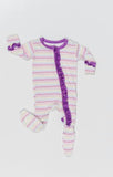 Macaron + Me Ruffle Footsie - Candy Stripe - Let Them Be Little, A Baby & Children's Boutique