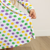 Macaron + Me Long Sleeve Swing Dress - Mardi Gras Macarons - Let Them Be Little, A Baby & Children's Clothing Boutique
