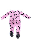Little Pajama Co. Ruffled Zip Footed Onesie - Pink Bats - Let Them Be Little, A Baby & Children's Clothing Boutique