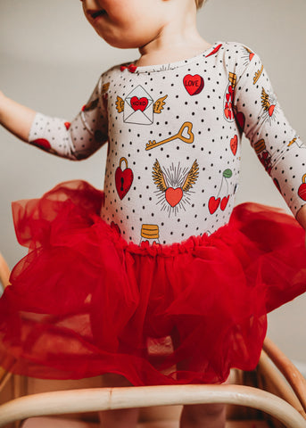 Kiki + Lulu Long Sleeve Baby Dress w/ Tulle - Vintage Valentines - Let Them Be Little, A Baby & Children's Clothing Boutique