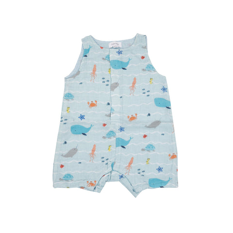 Angel Dear Muslin Shortie Romper - Undersea Stripe - Let Them Be Little, A Baby & Children's Clothing Boutique