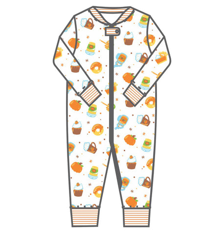 Magnolia Baby Zipped PJ Romper - Pumpkin Spice - Let Them Be Little, A Baby & Children's Clothing Boutique