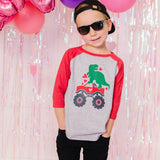 Sweet Wink 3/4 Sleeve Raglan Tee - Dino Heart Crusher - Let Them Be Little, A Baby & Children's Clothing Boutique