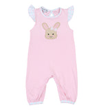 Magnolia Baby Applique Flutter Sleeve Playsuit - Happy Bunny Pink - Let Them Be Little, A Baby & Children's Clothing Boutique