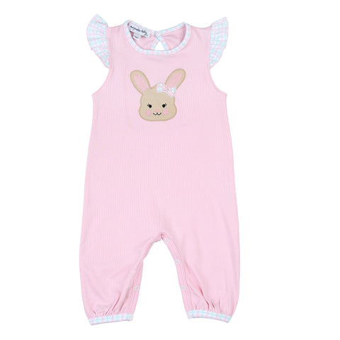 Magnolia Baby Applique Flutter Sleeve Playsuit - Happy Bunny Pink - Let Them Be Little, A Baby & Children's Clothing Boutique