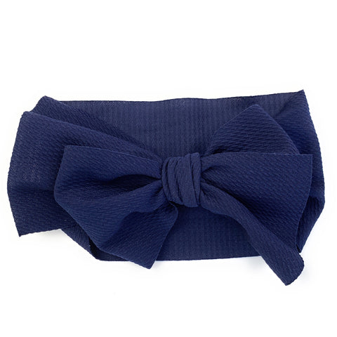 Baby Wisp Infant Headband Lana Bow - Navy - Let Them Be Little, A Baby & Children's Boutique