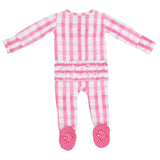 Little Pajama Co. Ruffled Zip Footed Onesie - Pink Gingham - Let Them Be Little, A Baby & Children's Clothing Boutique