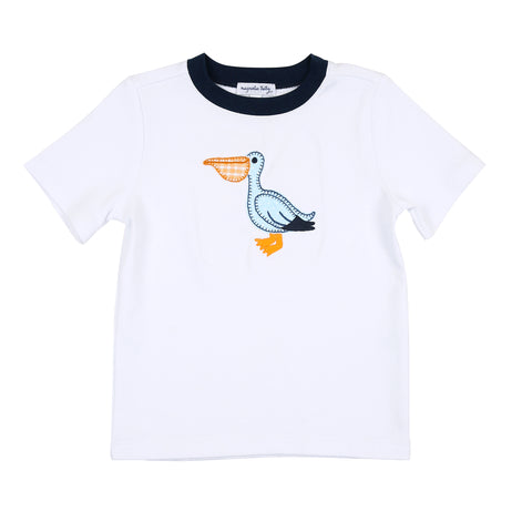 Magnolia Baby Applique Short Sleeve Tee - Pelican Beach Combo - Let Them Be Little, A Baby & Children's Clothing Boutique