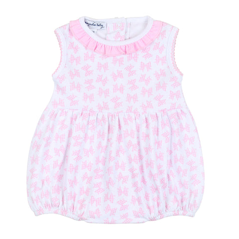 Magnolia Baby Printed Sleeveless Girl Bubble - Gingham Bows - Let Them Be Little, A Baby & Children's Clothing Boutique