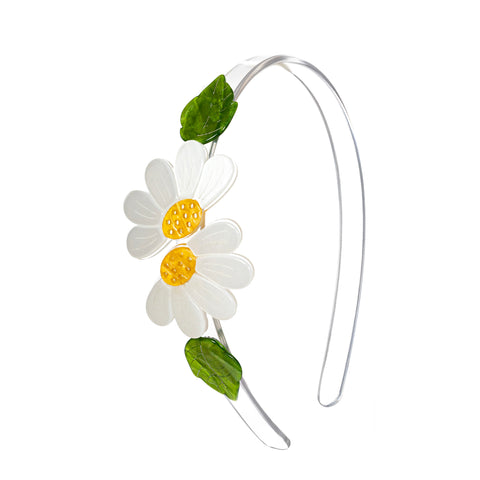Lilies & Roses Headband - Double Daisies White Satin - Let Them Be Little, A Baby & Children's Clothing Boutique