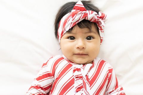 Little Pajama Co. Knotted Bow - Candy Cane - Let Them Be Little, A Baby & Children's Clothing Boutique