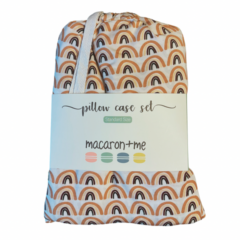 Macaron + Me Printed Pillow Case Set - Neutral Rainbows - Let Them Be Little, A Baby & Children's Clothing Boutique