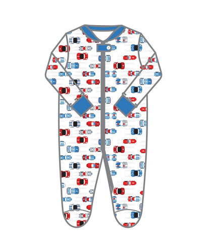 Magnolia Baby Printed Footie - Vroom Vroom - Let Them Be Little, A Baby & Children's Boutique