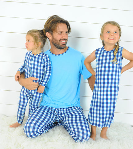 Bellabu Bear Men's Short Sleeve w/pants PJ Set - Gingham - Let Them Be Little, A Baby & Children's Clothing Boutique