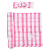 Little Pajama Co. Swaddle & Headband Set - Pink Gingham - Let Them Be Little, A Baby & Children's Clothing Boutique