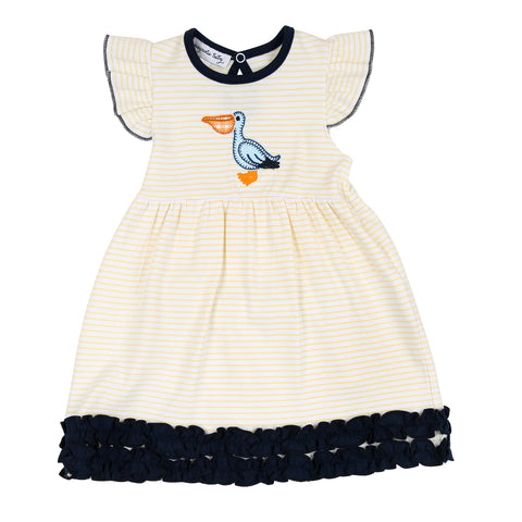 Magnolia Baby Applique Flutter Sleeve Dress - Pelican Beach Combo - Let Them Be Little, A Baby & Children's Clothing Boutique