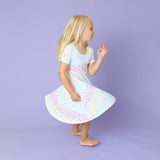 Macaron + Me Flutter Sleeve Swing Dress - Rainbow Stars - Let Them Be Little, A Baby & Children's Clothing Boutique
